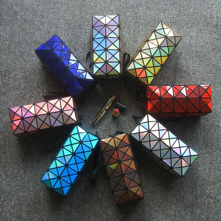 Lingge Cosmetic Bags Geometric Pattern Laser Square Cosmetic Bag