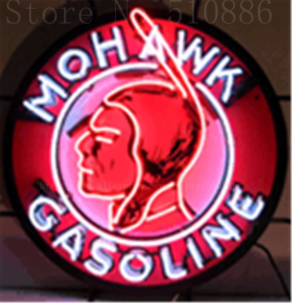 

Mohawk Gasoline Car Real Glass Tube neon sign Beer Club Pub Handcrafted Automotive signs Shop Store Signage Signage 18"x18"