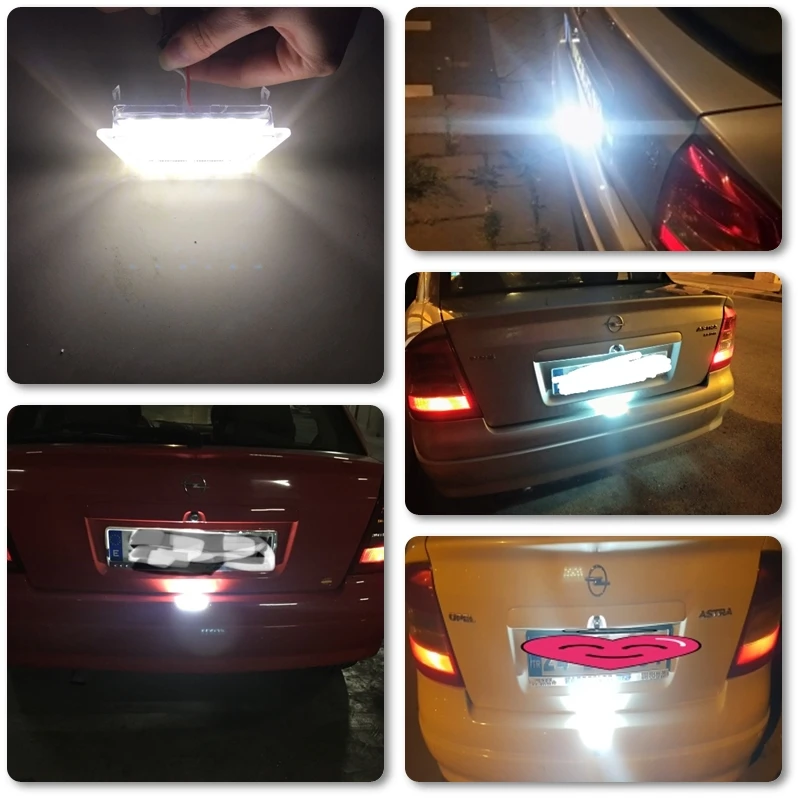 Белый светодиодный светильник CAN bus для номерного знака Opel Astra G MK4 (98 04)