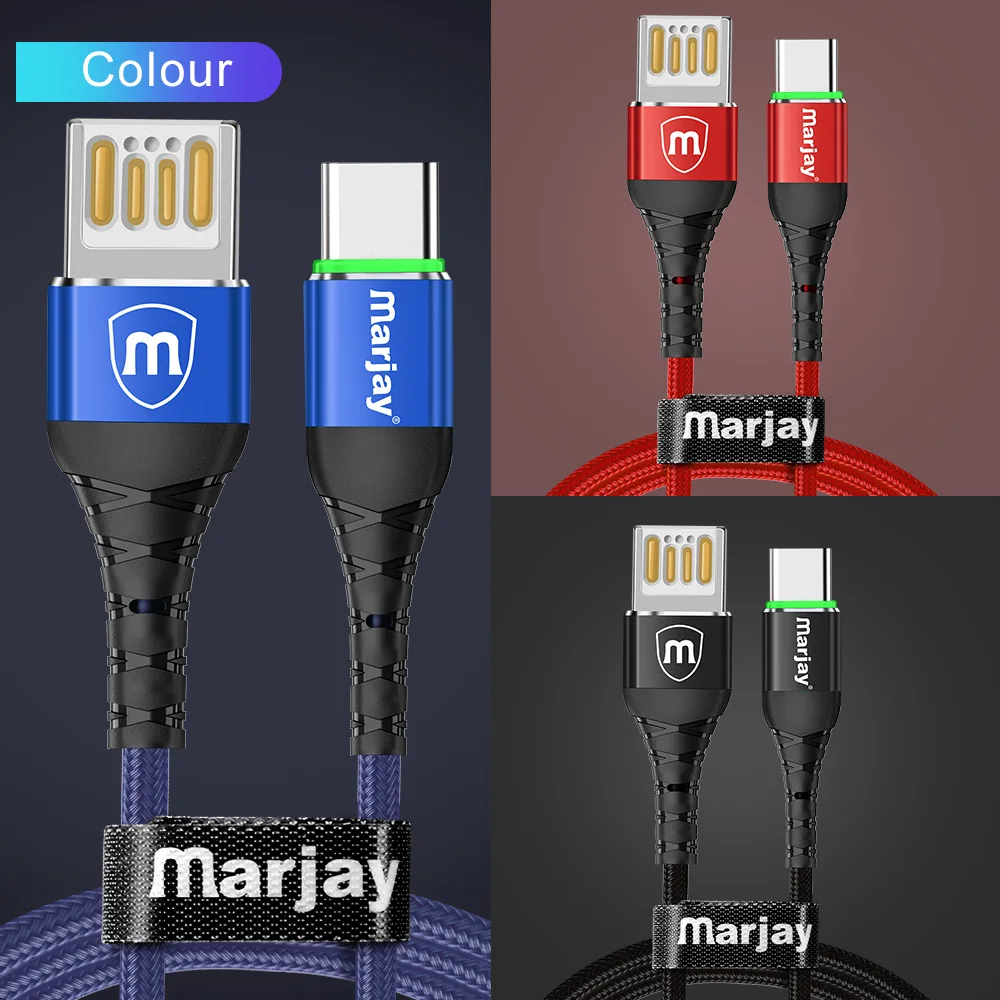 Marjay usb type C кабель 2.4A Быстрая зарядка USB C кабель для samsung S8 S9 S10 plus Xiaomi mi9 huawei P30 pro type-C шнур зарядного устройства