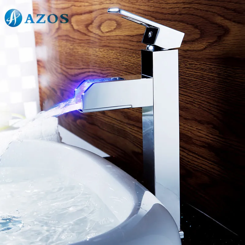 lavandino del bagno rubinetti led chrome polish cascata becco deck mounted singola maniglia hot cold water