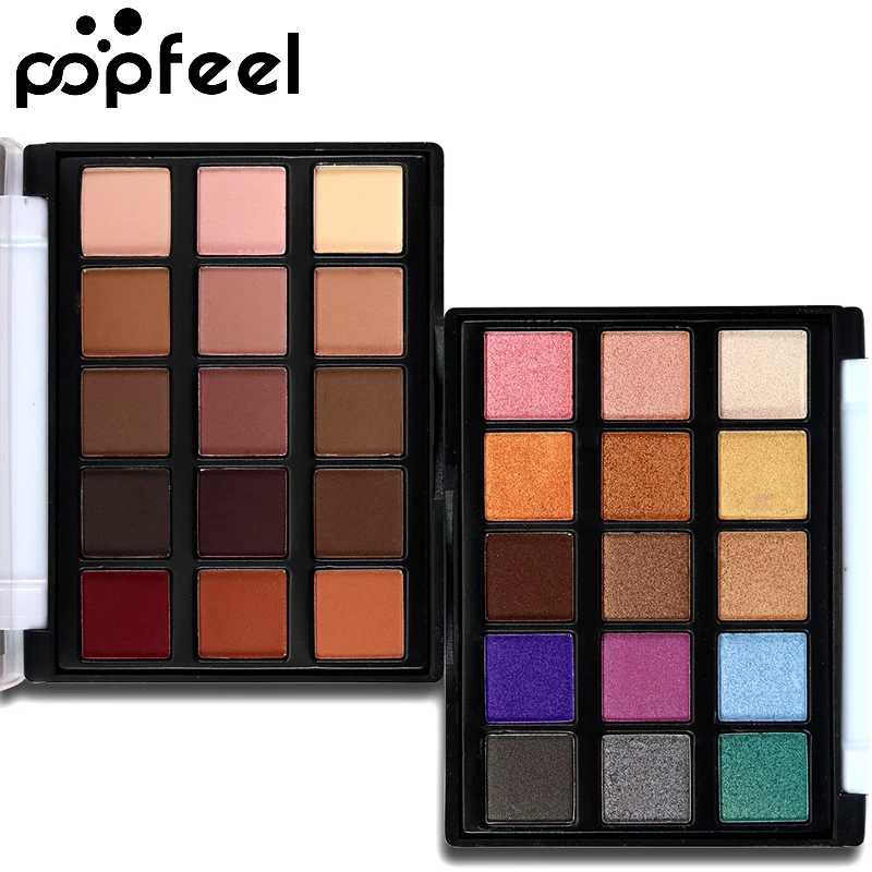 

2017 Makeup Mini Eye Palette Shimmer and Matte Color Cosmetics Pigment 15 Color Warm Nude Popfeel Brand Matte Eyeshadow Palette