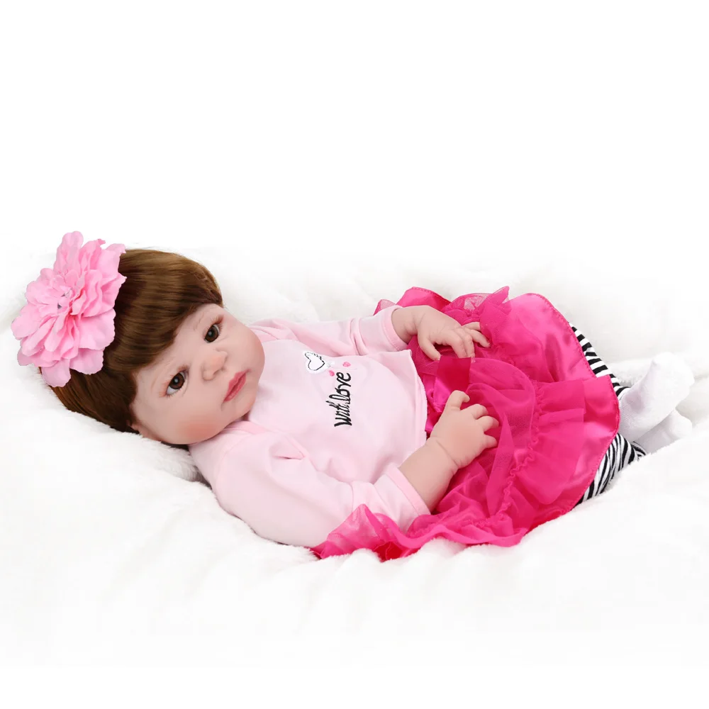 KAYDORA Reborn Baby Doll реалистичные новорожденных обувь для девочек Bebe Boneca розовое платье принцессы красивый цветок 22 дюймов 55 см