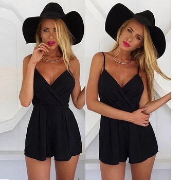 

New Women Sexy Deep V Neck Sleeveless Spaghetti Strap Romper New Fashion Summer Hot Sale Playsuits Clubwear Female Jumpsuit