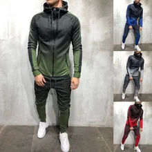 ZOGAA 2019 Autumn Men Fashion 3D Print Set Sweatshirt+Pants Suits Gradient Casual Jacket Trousers Tracksuit Streetwear Hot Sale