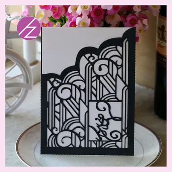 

50pcs/lot Laser cut beautiful red pocket chinese elegant red wedding invitation for party event and birthday invites QJ-166