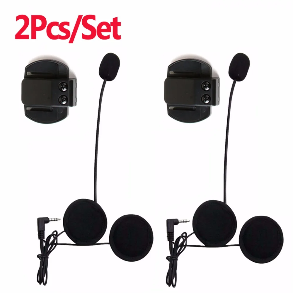 2pcs Motorcycle Earphone Speaker Microphone Clip 3 5mm Jack Plug Earphone Stereo For V6 intercom V4