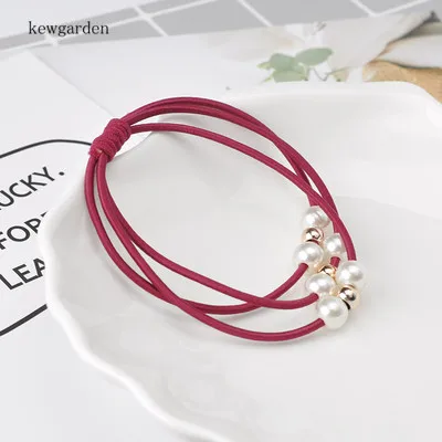 Kewgarden 5,5 см DIY бант аксессуары жемчужное кольцо для волос женский галстук веревка версия головной убор лента резинка для волос 20 шт./партия