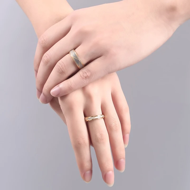 Meaeguet, обручальное кольцо, парные одинаковые кольца для влюбленных, золотого цвета, матовое покрытие, белые обручальные кольца