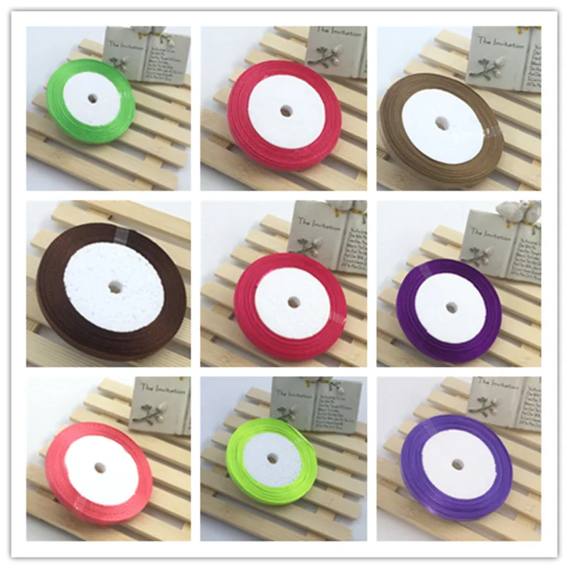 

10pcs 6mm 25Yards Pink Silk Satin Organza Polyester Ribbon For Sewing Wedding Party Handmade Decoration Webbing Gift Packing