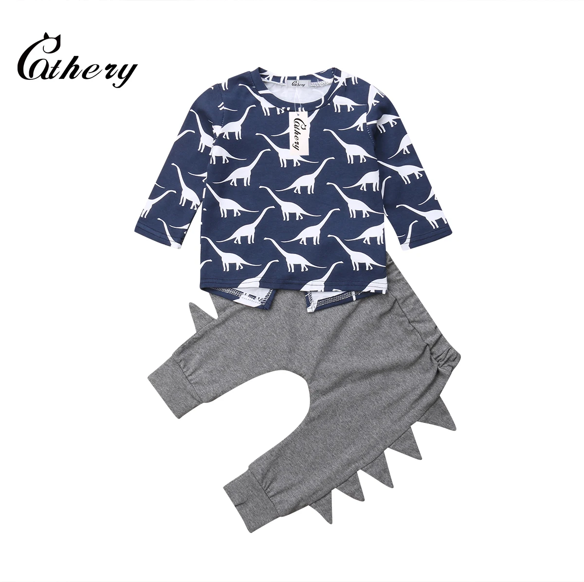 

Cathery Fashion Autumn Dinosaur Infant Newborn Outfit Baby Boy Tops Rompers Playsuit Clothes Pants Set
