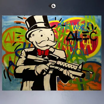 

ALEC-MONOPOLY HUGE-GUN canvas print POP ART Giclee poster print on canvas for wall decoration painting
