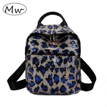

Fashion Leopard Sequins Backpack Female 2019 New Sequins Backpack Small Women's Color Bling Back Pack Girls Travel Shoulder Bag