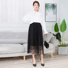 Женская шифоновая юбка летние тонкие однотонные плиссированные женские юбки винтажные женские миди юбки