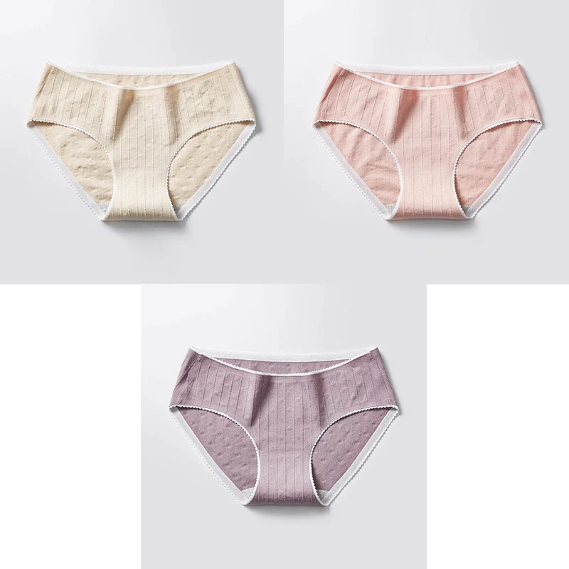 3 Pcs Cotton Briefs Woman Panties Low Waist Breathable Antibacterial Female Panties Brand Quality New Briefs Underwear For Women - Цвет: Nude Pink Purple