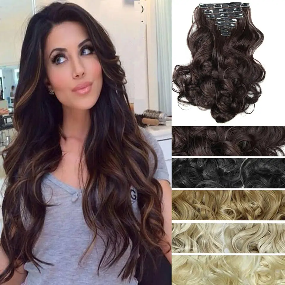20inch 7pcs Set Curly Wavy Hair Weave Natural Synthetic Hair