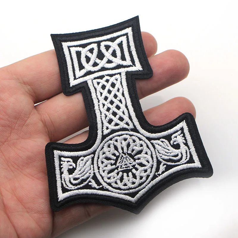 D0006 Mjolnir North Viking Thor Hammer Loki Odin шкуры вышитые нашивки Железные на патч