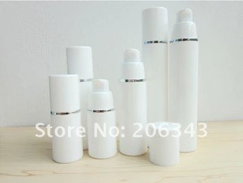 

30ml white airless vacuum pump lotion bottle with silver line used for Cosmetic Container
