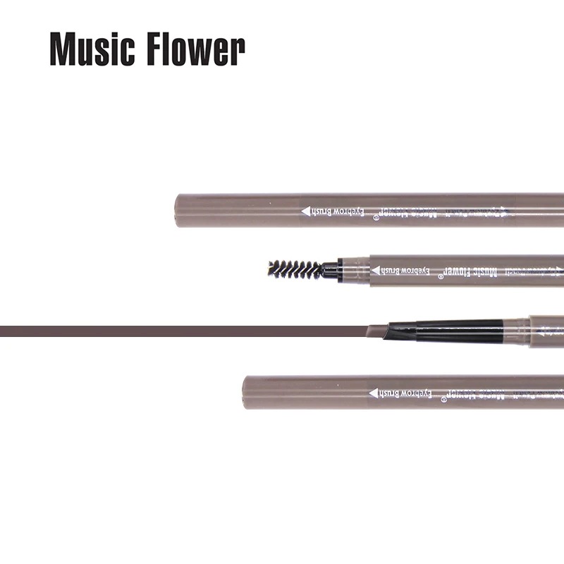 Brand Music Flower 3D Eyes Makeup Set Brown Matte Eyebrow Pencil Womens Eye Brow Enhancer Pen Lasting Make Up Brush 4 Colors