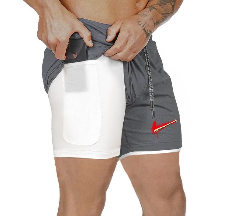 

New Men's 2 in 1 Running Shorts Men's Sports Shorts Quick Drying Training Exercise Jogging Gym Shorts with Built-in pocket Liner