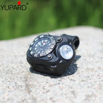 

YUPARD Tactical Compass FlashLight Rechargeable Q5 LED Watch Flashlight Wristlight Wrist Lighting Lamp Outdoor 800LM 5 Modes