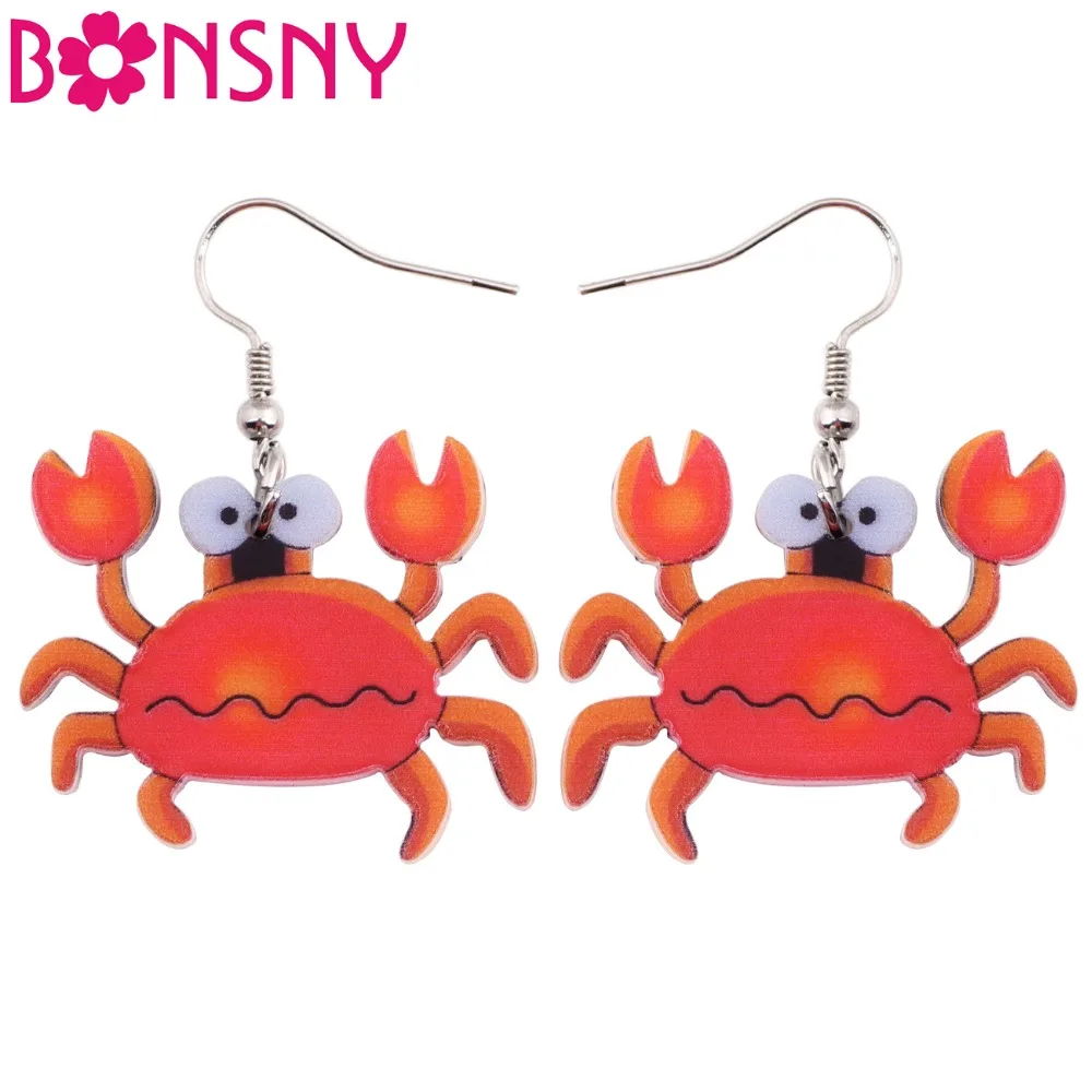 

Bonsny Animal Acrylic Stud Dangle Drop Ocean Sea Crab Long Earrings Fashion Jewelry For Girls Women Teens KIDS Cartoon Gift