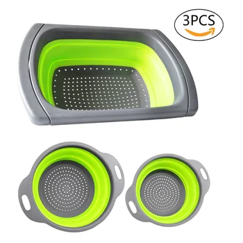 

Foldable Colander Strainer Set Foldable Strainer over the sink Vegetable / Fruit Kitchen Strainer Tea Strainer with pull-out h