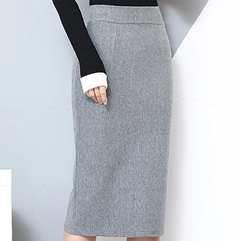 

2019 Winter Japanese Kawaii Pencil Solid Skirt Office Lady Empire Thick Skirt Women Mid-Calf Student School Uniform Sailor Skirt