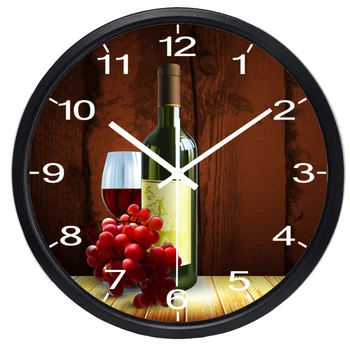 

Western Restaurant Hotel Rred Wine Wall Clock for Wine Shop Kitchen Dinning Room