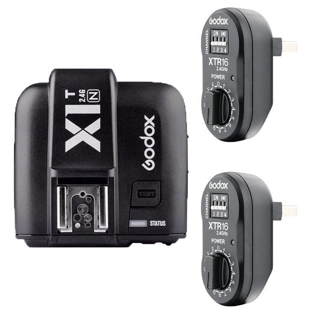 Godox X1T N 2.4G Wireless Flash Transmitter +2x XTR 16 Flash Receivers