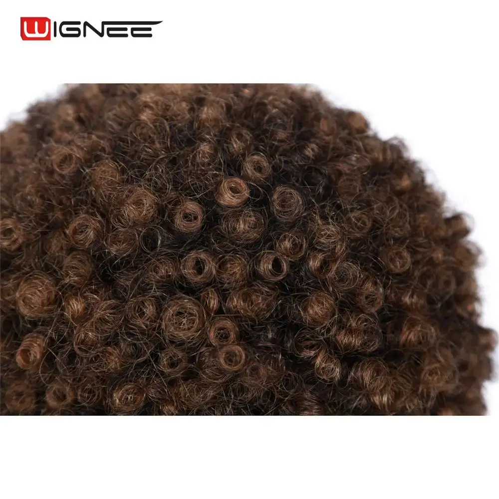 Wignee Short Human Hair Wig With Free Bangs For Black Women Remy Hair Jerry Curl Short Pixie Cut Glueless Cheap Brown Human Wigs