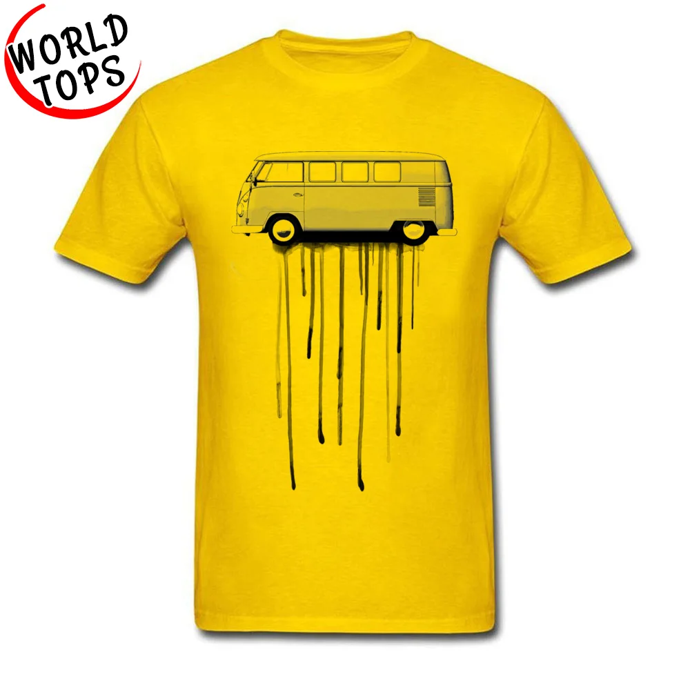 

Black Ink Printed Kombi Van Drip Men's T-shirts New Arrival Man's Loose Yellow Color Tshirt Streetwear Summer Suffer Tshirt Cool