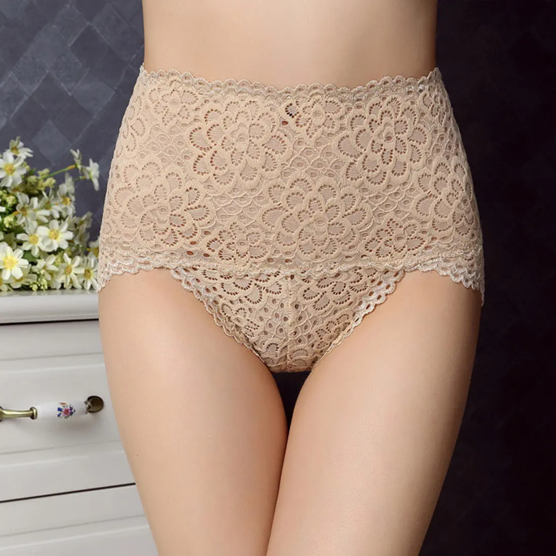 

New Rose Red Sexy Panties Women Lace Sexy Briefs Underwear Ladies Lace Lingerie Solid Panty