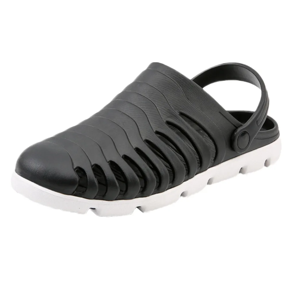 

SAGACE Summer Mens Casual Flats Holes Lightweight Outside Slippers Beach Breathable Hole Shoes Low Heel Height Comfortable