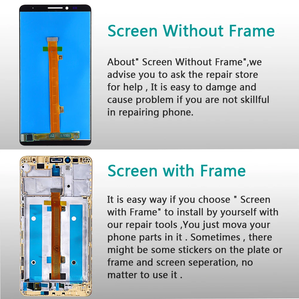 Huawei mate 7 ЖК-дисплей сенсорный экран дигитайзер панель в сборе 6,0 дюймов 1920*1080 рамка с бесплатным закаленным стеклом и стеклом