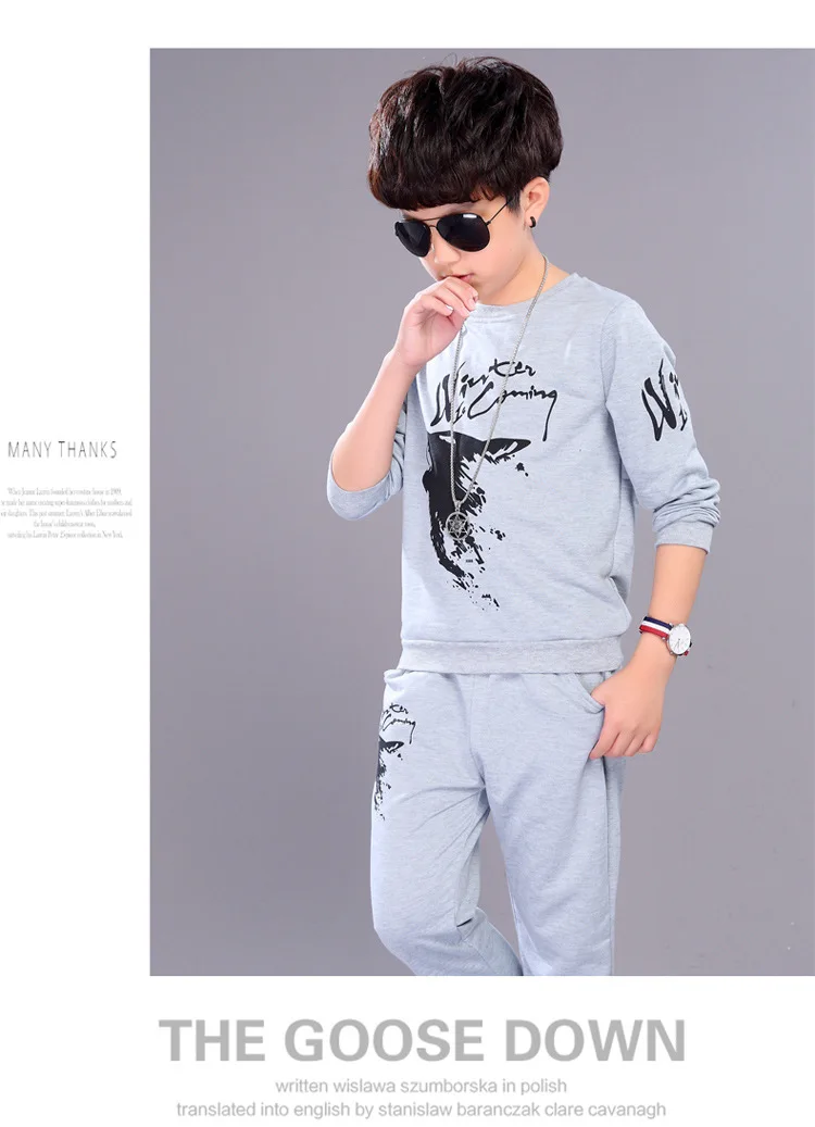 4-14 y children boys clothes kids boy set wolf print long sleeve sport sets for boys spring autumn clothing On Sales (5)