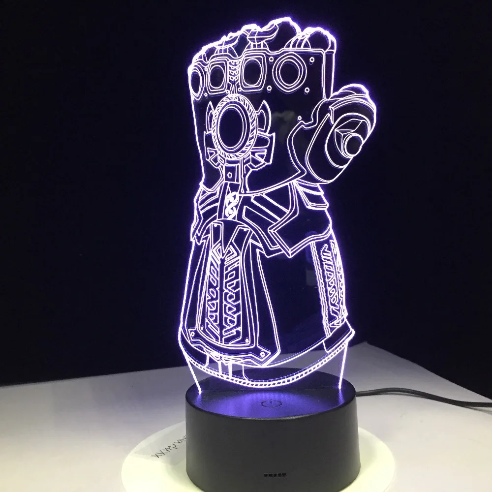 Перчатки Thanos Infinity Gauntlet Мстители Infinity War 3D оригинальная Ночная подсветка изменение 3D новинка свет Творческая настольная лампа Прямая поставка