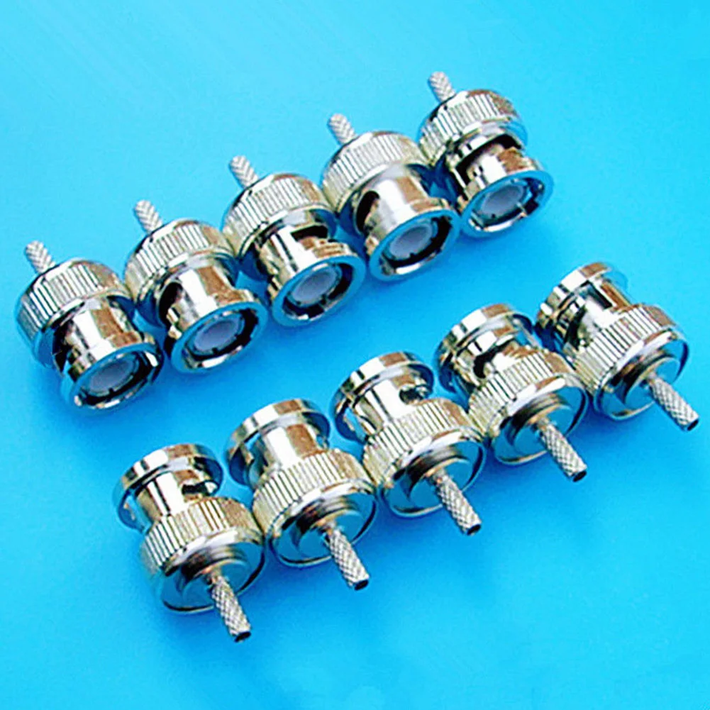 10PCS / Batch BNC Male Crimp Connector for RG174 RG316 RG179 LMR100 Coaxial Cable Brass RF Connector Kit