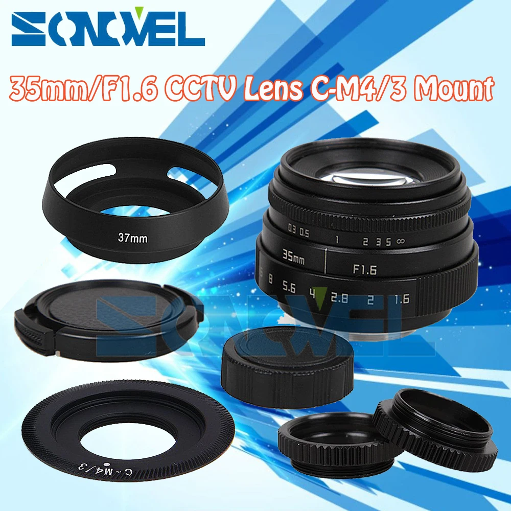  Fujian 35mm F1.6 CCTV Lens C Mount+Hood For Olympus Panasonic Micro 4/3 M4/3 G7 G10 GH3 GH2 GH1 GX1 - 32812206070
