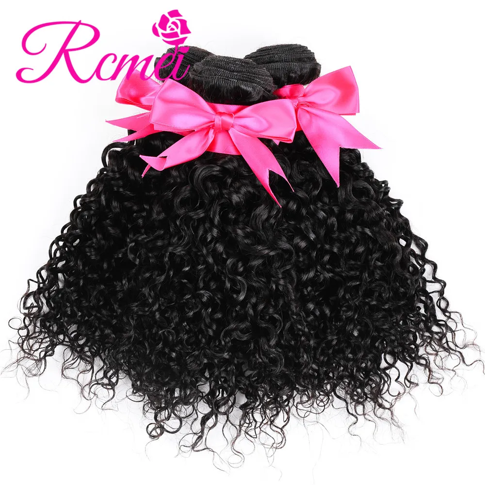 Rcmei Indian Hair Kinky Curly Lace Frontal With Bundle 3 Bundles With Frontal 100% Human Hair Lace Front Extensions