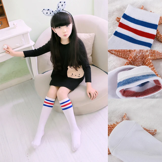 Autumn Child Knee High Sports Socks Cotton Striped Long Tube Socks fit