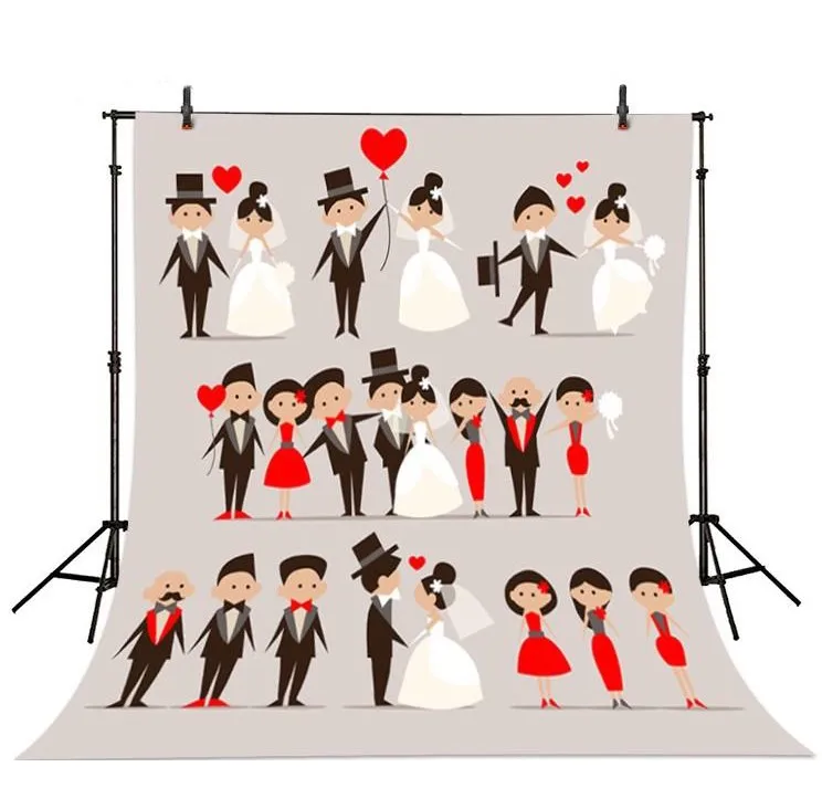 HIGH QUALITY  Love Bride Couple Dress Marriage Wedding Dress photo backdrop Vinyl cloth High quality Computer pri
