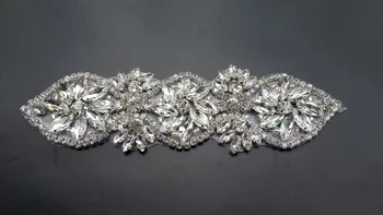 

free shippment 12pcs/lot clear glass crystal rhinestone applique patch trimming DIY hairband/sash garment hat decoration