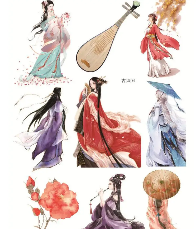 

19styles All kinds of ancient charm beauties Decorative Stickers DIY Scrapbooking photo Label Stickers Escolar