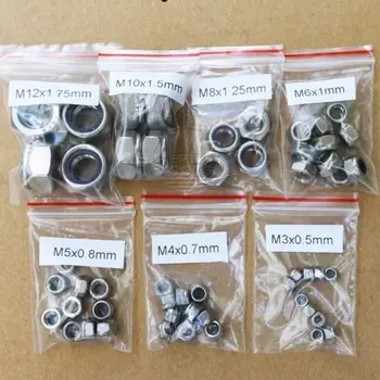 

52Pcs Stainless Steel M3 M4 M5 M6 M8 M10 M12 Nylon Lock Hex Nuts Assortment Kit
