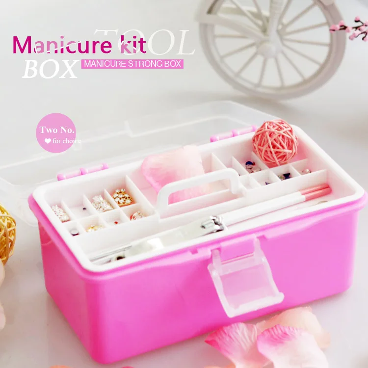 Nail Art Tool Box Multi Utility Storage 2 Layer Plastic Case Makeup