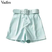 Женское элегантное платье vadim однотонные шорты ремень с бантом с высокой талией с карманами Женские Повседневные Удобные шикарные шорты pantalones cortos SA171