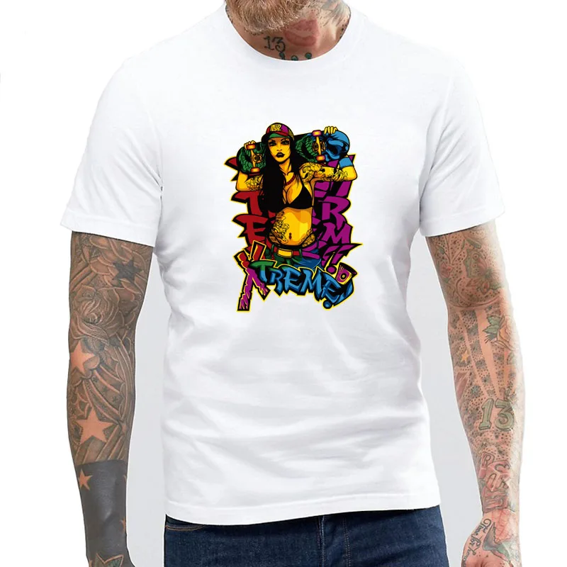 BLWHSA Skateboard Lovers Sexy Naked Woman with Skateboard Printed Men s T shirt Swag Cotton font