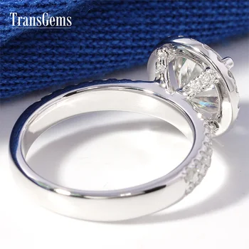 

Transgems Center 3ct 9MM F Color VVS Moisssanite Engagement Ring for Women Wedding 14K 585 White Gold Ladies Halo Ring