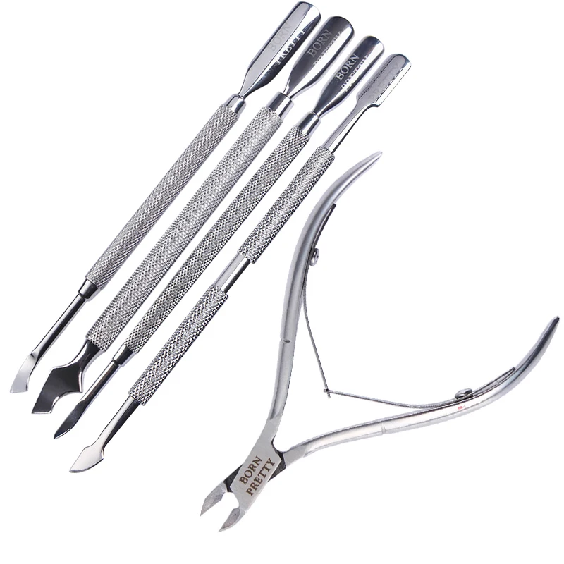 

BORN PRETTY Cuticle Pusher Nipper Stainless Steel Clipper Scissor Cuticle Remover Nail Cutter Manicure Nail Art Tool Set